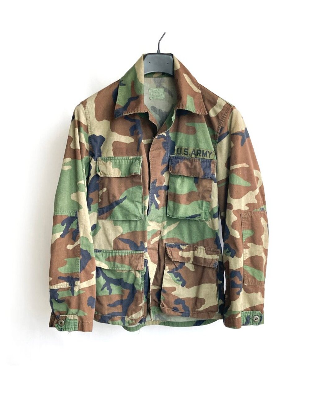 US Army Jacket Woodland Camo sz S Reg Cotton Blend Pockets